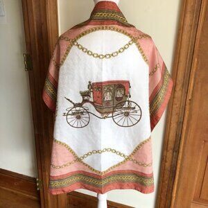 PATRICIA PARIS Carriage Medallion Chain Large Pink Gold Vintage Scarf